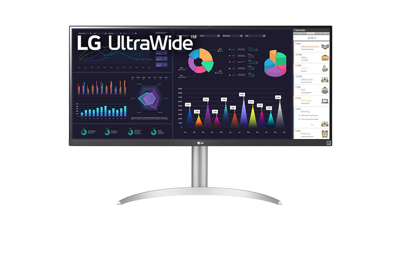 LG 34WQ650-W UltraWide Monitor 34" IPS 2560 x 1080 100 Hz USB-C Schwarz, Silber