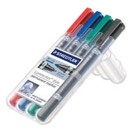 4 STAEDTLER Lumocolor duo Permanentmarker farbsortiert 0,6 - 1,5 mm (348 WP4)