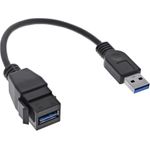InLine® USB 3.2 Gen1 Adapterkabel, USB A Stecker / Keystone Buchse, 0,2m (76206C)