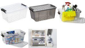 plast team Aufbewahrungsbox HOME BOX, 8,0 Liter, transparent Box mit Deckel, Material: PP, mit schwarzen Clipver - 1 Stück (22380800)