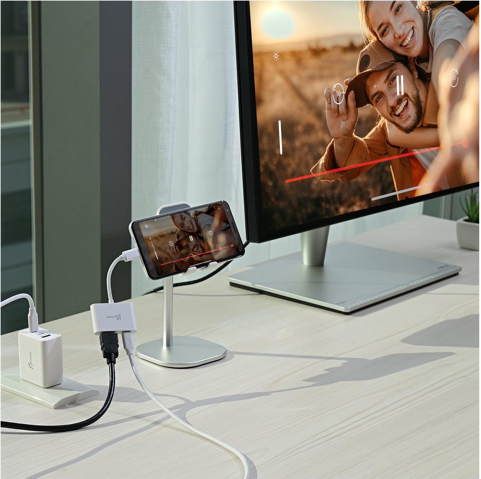 j5create JCA152-N USB-C zu HDMI Adapter 4K Power Delivery 100 W Weiß