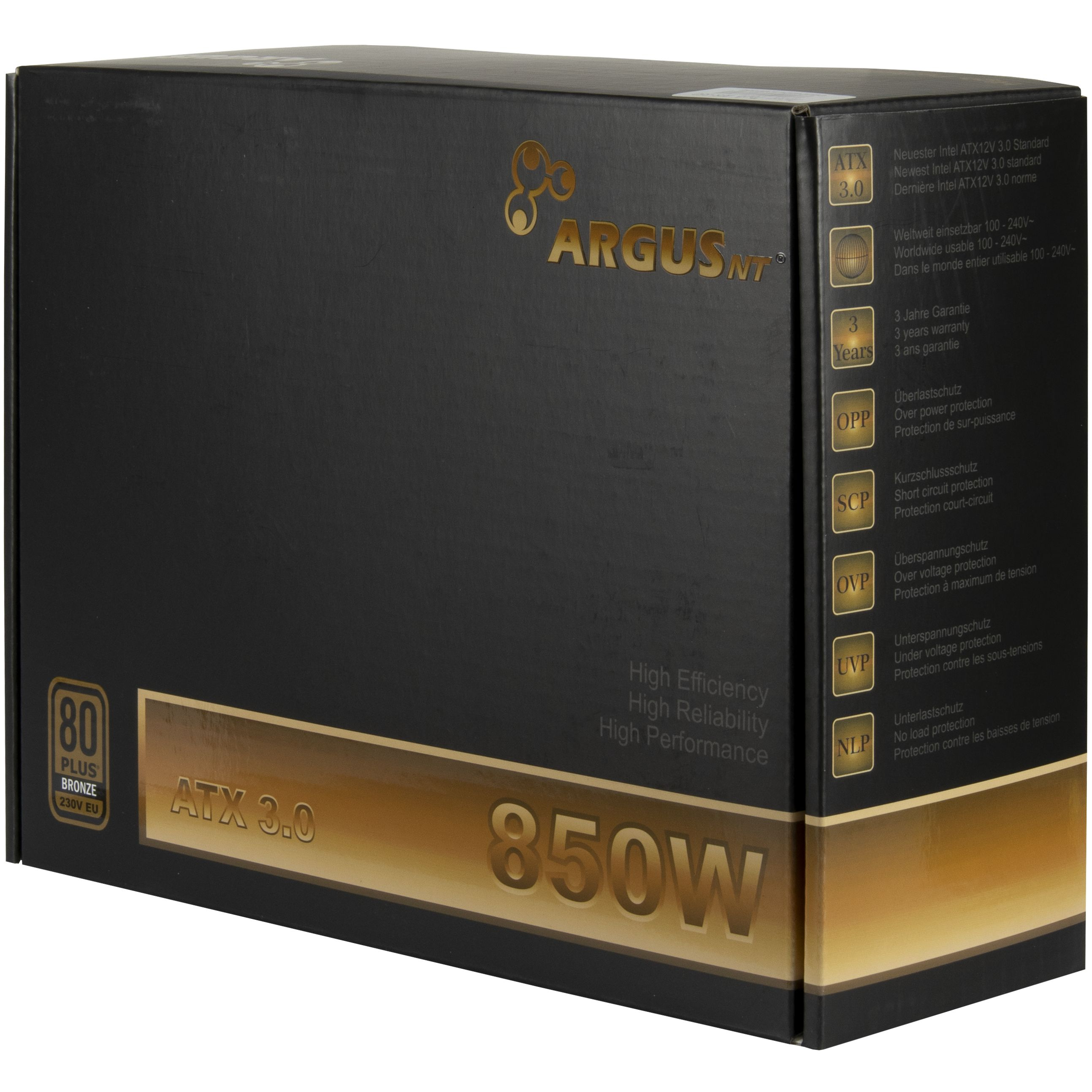Inter-Tech ArgusNT BPS-850 850 W ATX 3.0 80 PLUS Bronze Schwarz