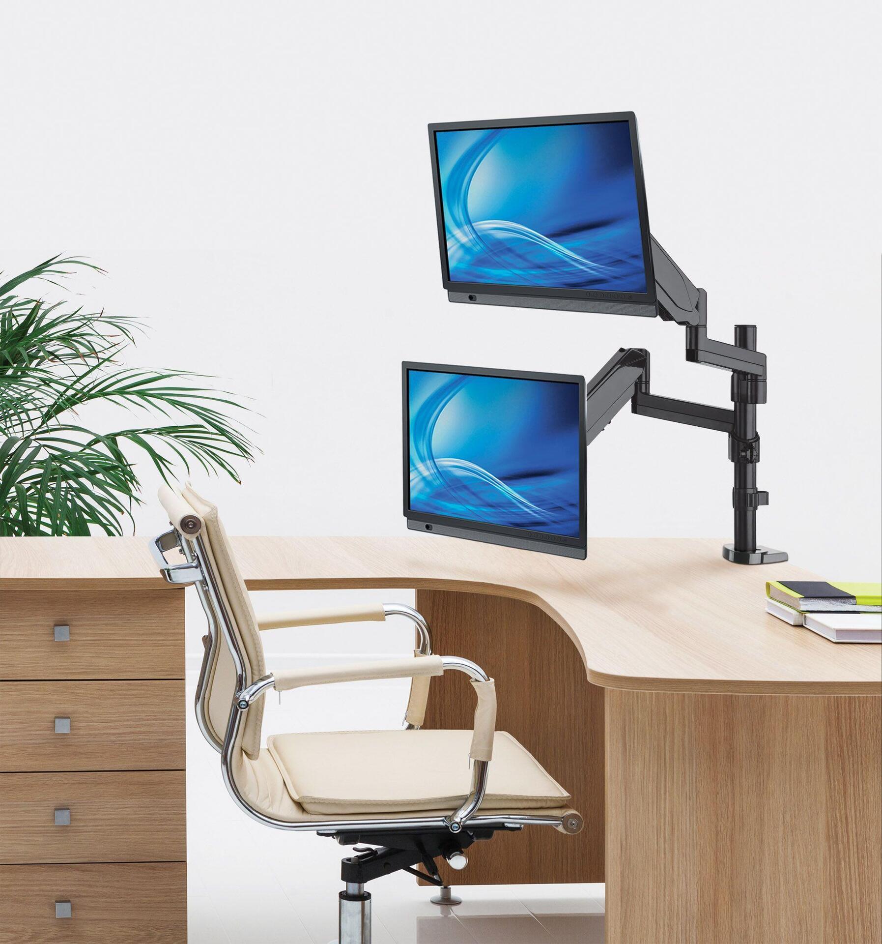 Manhattan Monitorhalterung mit Gasdruckfeder für 2 Monitore 17–32" Schwarz