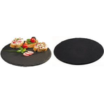 APS Naturschieferplatte, Durchmesser: 330 mm, anthrazit Materialstärke 6-9 mm, möbelschonende Füßchen an der - 1 Stück (998)