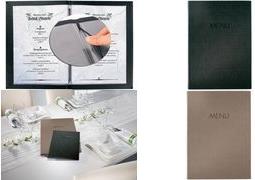 sigel Speisekarten-Mappe MENU, DIN A4, anthrazit Einband aus Kunststoff in edler Leinenstrukur, Vorderseite - 1 Stück (SM206)