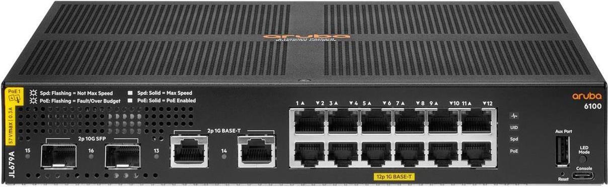 HPE Aruba 6100 12G Class4 PoE 2G/2SFP+ 139W Switch (JL679A#ABB)