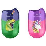 FABER-CASTELL Doppelspitzdose "Dino", grün/blau mit Spänbehälter für leichtes und sauberes Spitzen, für - 1 Stück (183552)