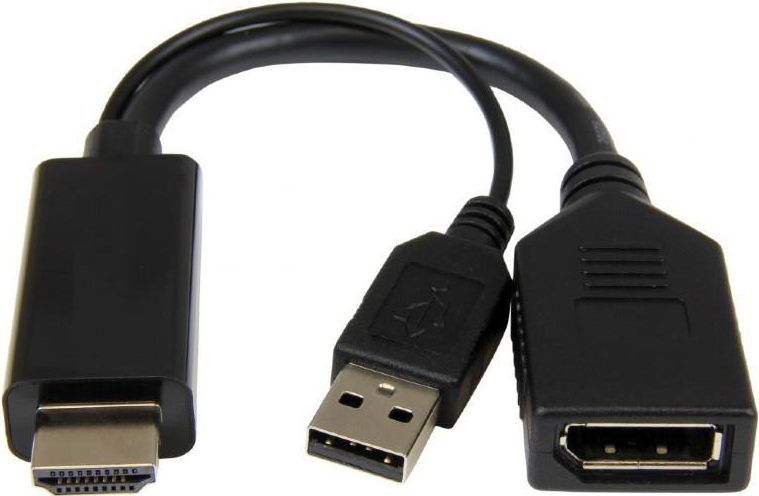 Gembird A-HDMIM-DPF-01 Videokabel-Adapter 0,1 m HDMI Typ A (Standard) DisplayPort + USB Type-A Schwarz (A-HDMIM-DPF-01)