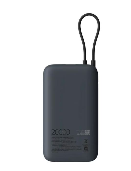 Xiaomi Power Bank 20000mAh (Integrated Cable) GL Dark Gray, 22.5W Fast Charge