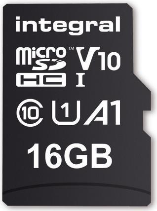 Integral 16GB HIGH SPEED MICROSDHC/XC V10 UHS-I U1 MicroSD (INMSDH16G-100V10)