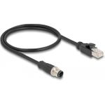 Delock M12 Adapterkabel D-kodiert 4 Pin Stecker zu RJ45 Stecker 50 cm (60073)