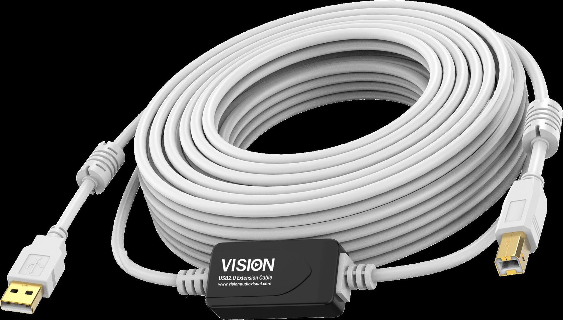 Vision Weißes USB 2.0-Kabel 10m - 10 m - USB A - USB B - USB 2.0 - 480 Mbit/s - Weiß (TC 10MUSB+/2)