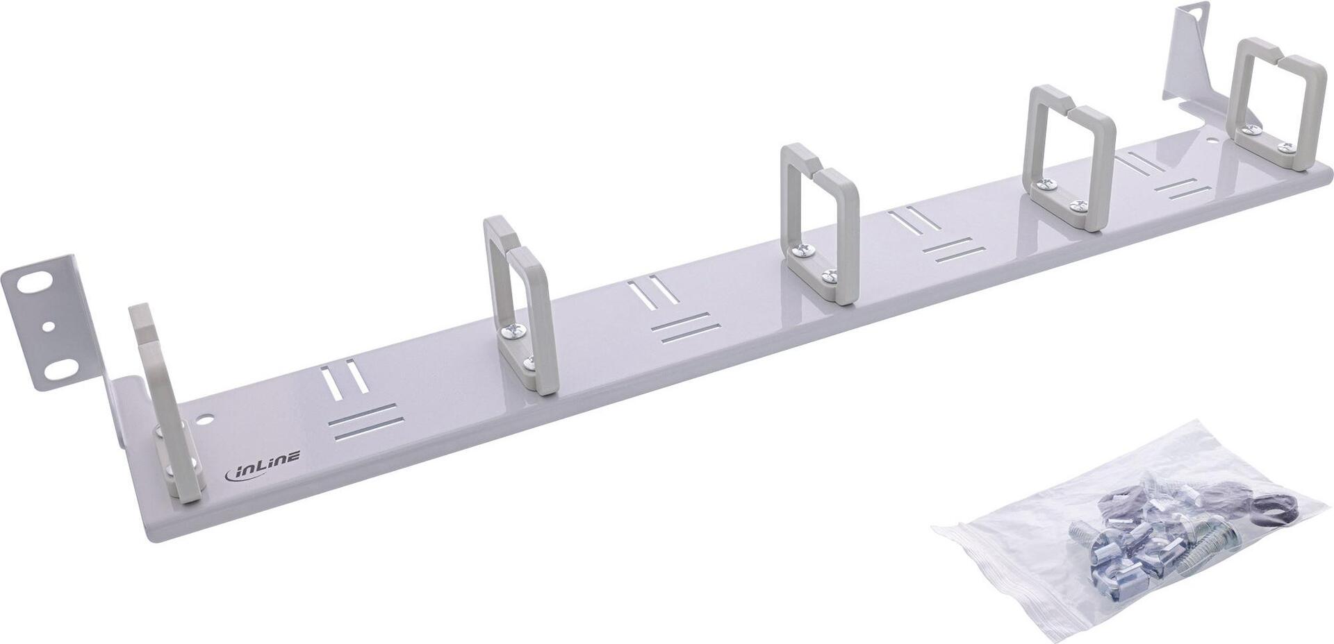 InLine 19" Kabelführungspanel 5 Kunststoffbügel horizontal RAL 7035 grau (19110K)