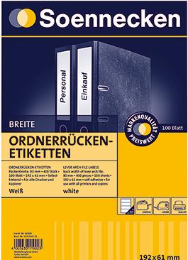 Soennecken Ordneretikett 66309 breit/kurz sk weiß 400 St./Pack. (66309)