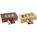 APS Teebox, aus Holz, 4 Kammern, hellbraun Holzbox mit Sichtfenster, mit Aufschrift "Tee", mit 4 - 1 Stück (11575)