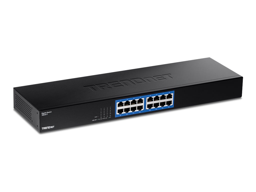 TRENDnet TEG-S17 16-Port Gigabit Ethernet Switch Rack Mount Schwarz