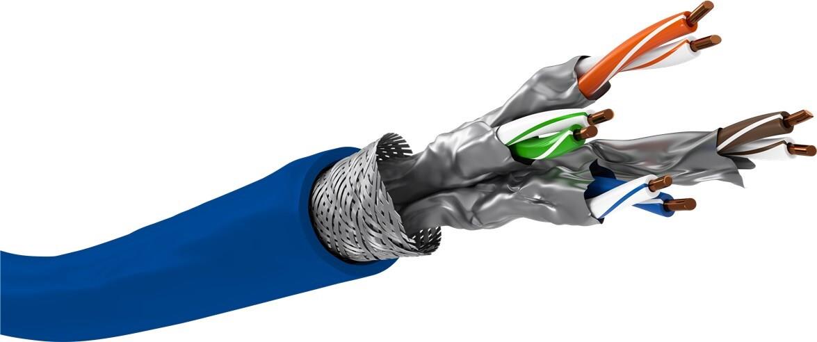 Goobay CAT 7A Netzwerkkabel S/FTP PiMF blau - Kupferleiter CU AWG 22/1 solid (75715)