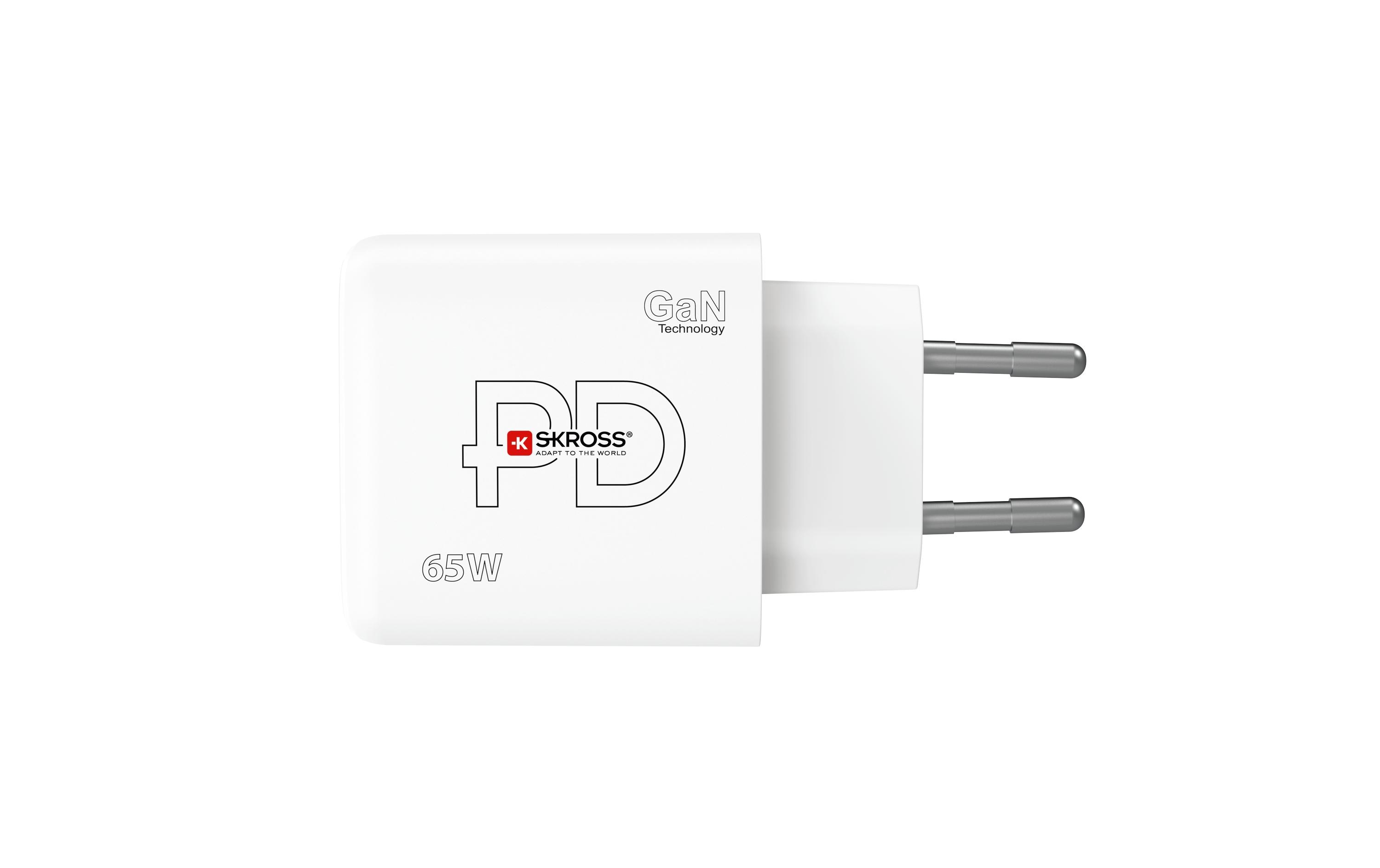 SKROSS Power Charger 65W PD GaN EU 2x USB-C 1x USB-A Weiß