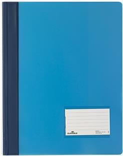DURABLE Schnellhefter DURALUX, DIN A4, blau-transluzent PVC, überbreit, aus transluzenter Folie, Vorderdeckel mit - 25 Stück (2680-06)