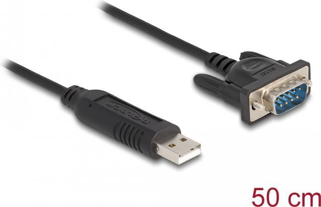 DeLOCK USB 2.0 zu Seriell RS-232 Adapter mit kompaktem seriellen Steckergehäuse 50 cm FTDI (66461)
