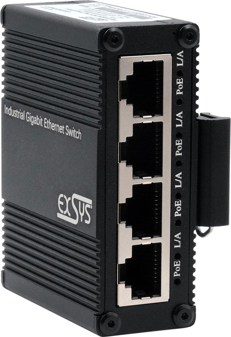 EXSYS EX-62021PoE-P 5-Port Industrial Gigabit Micro Switch mit Pass-Through, unmanaged (EX-62021PoE-P)