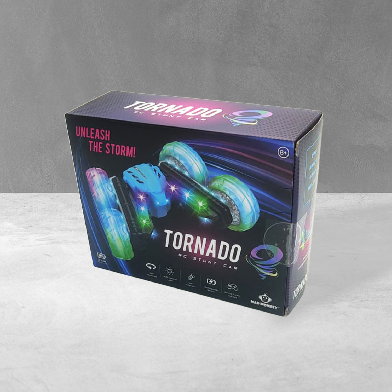 Mad Monkey RC Tornado Auto Stuntauto Elektromotor Schwarz, Blau
