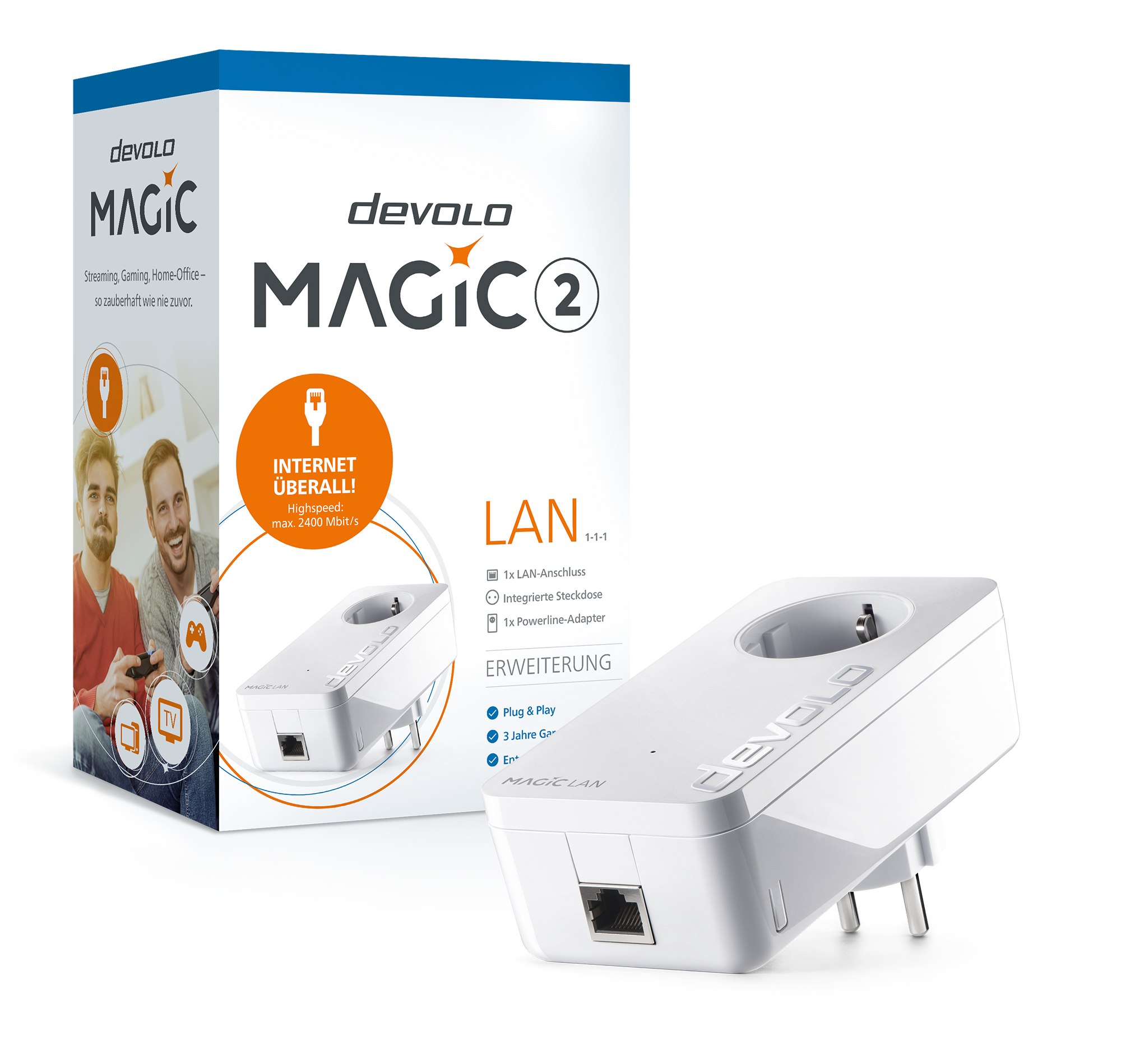 devolo Magic 2 LAN 2,4 Gbit/s Powerline-Adapter Weiß