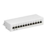 Wentronic Goobay CAT 5e Mini/Desktop Patch Panel, 12 Port, Grau - STP geschirmt, Grau (93041)