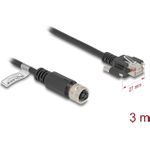 Delock M12 Kabel D-kodiert 4 Pin Buchse zu RJ45 Stecker mit Schrauben Cat.5e FTP 3 m (80450)