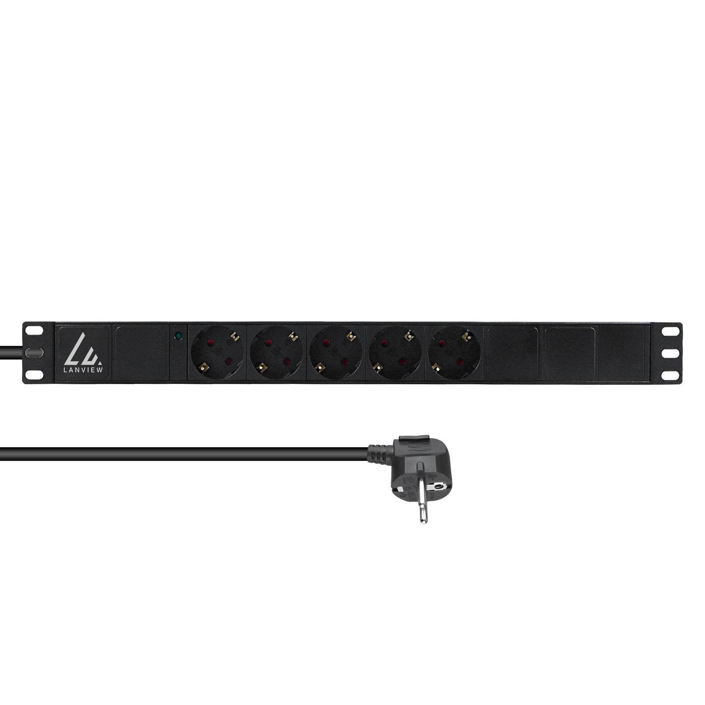Lanview 19" Rack-Steckdosenleiste 1U 10 A 5 Schuko 3 m Schwarz
