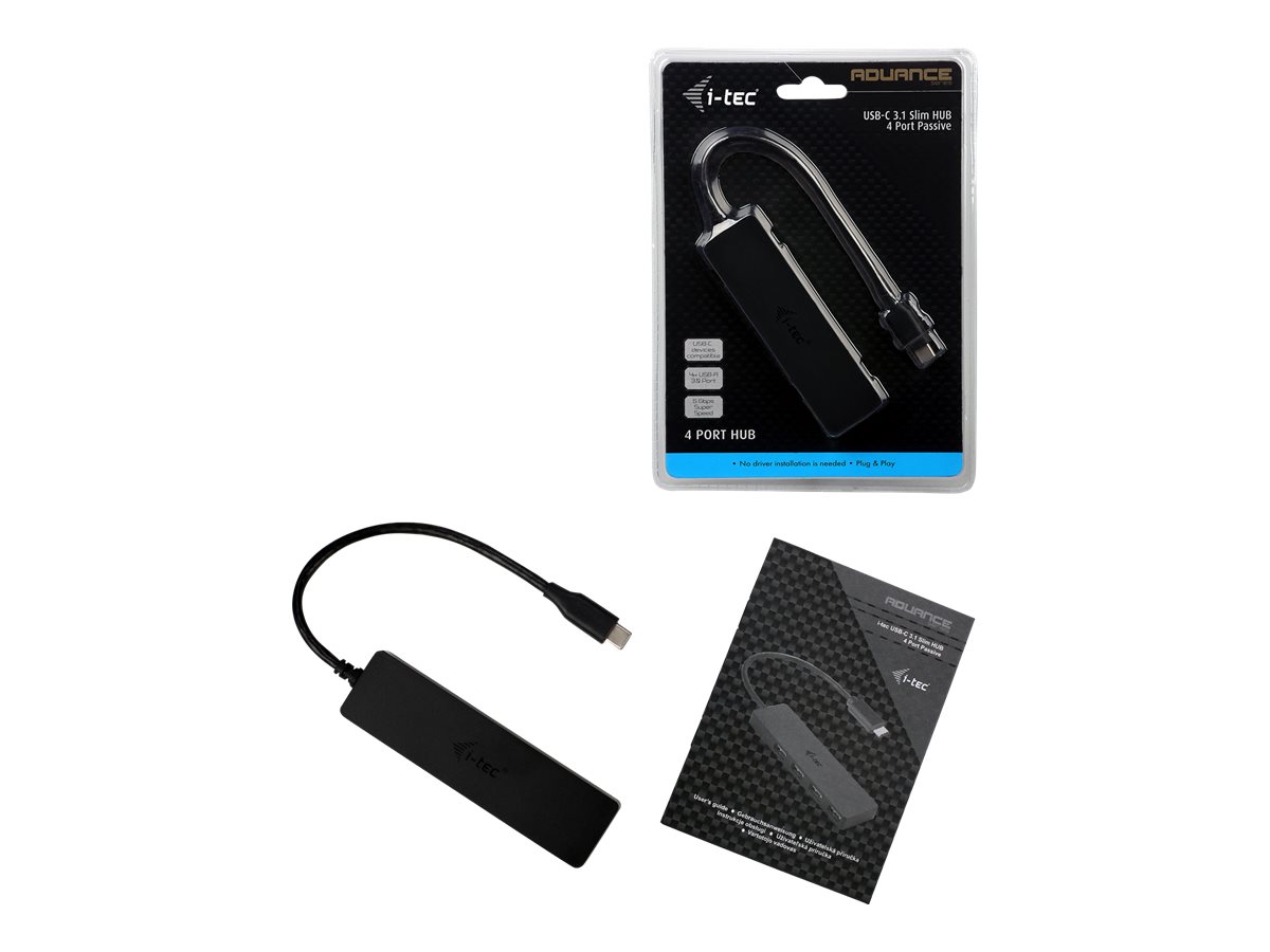 i-Tec USB-C Slim Passive Hub 4 Port Schwarz