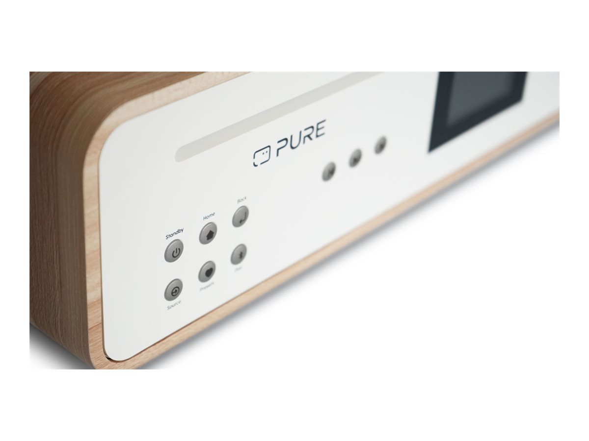 Pure Classic Stereo Audiosystem 100 W DAB+ FM CD Bluetooth WLAN Spotify Cotton White, Oak