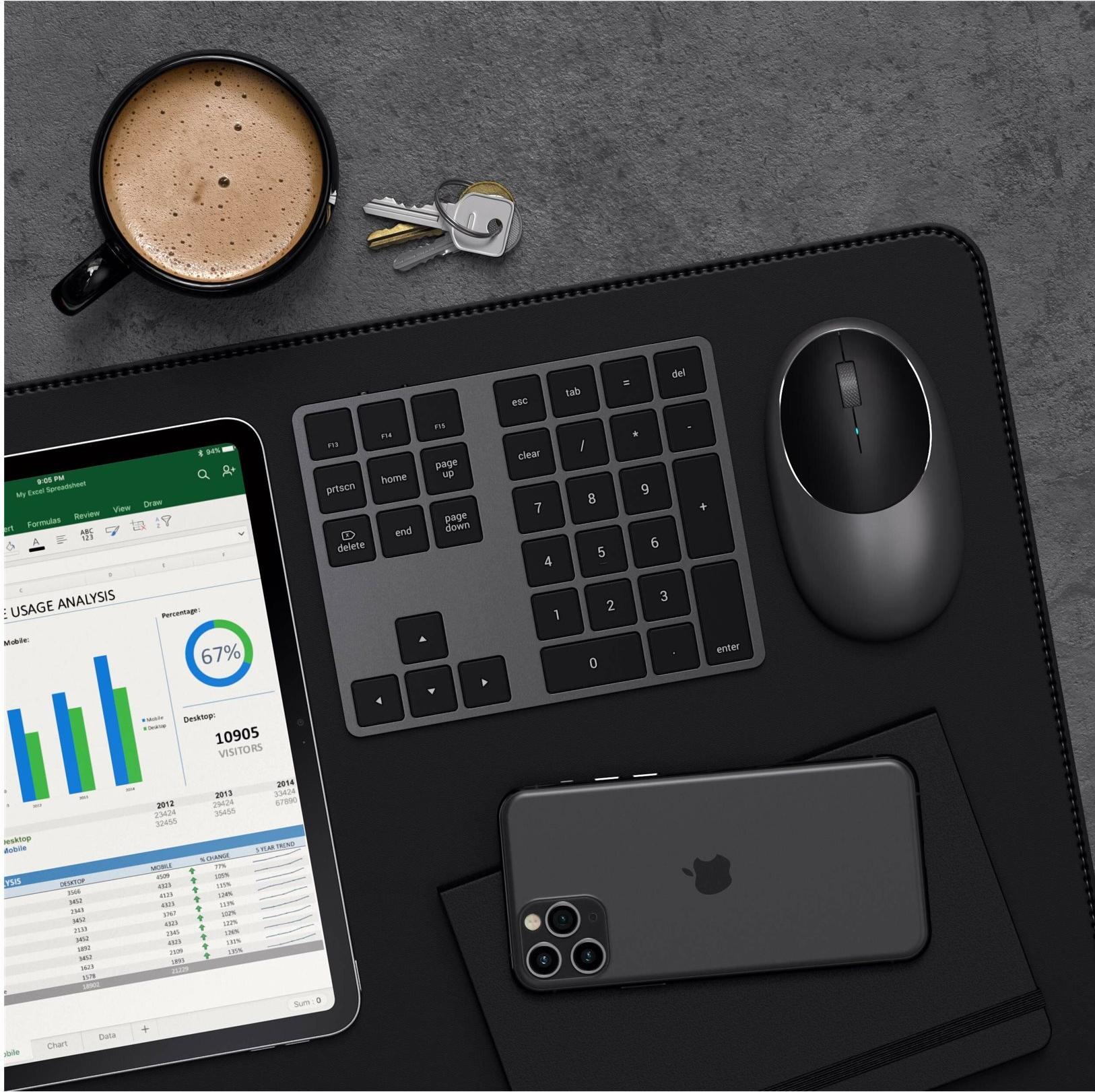 Satechi Bluetooth Extended Keypad Kabellos USB-C 33 Tasten Space-grau