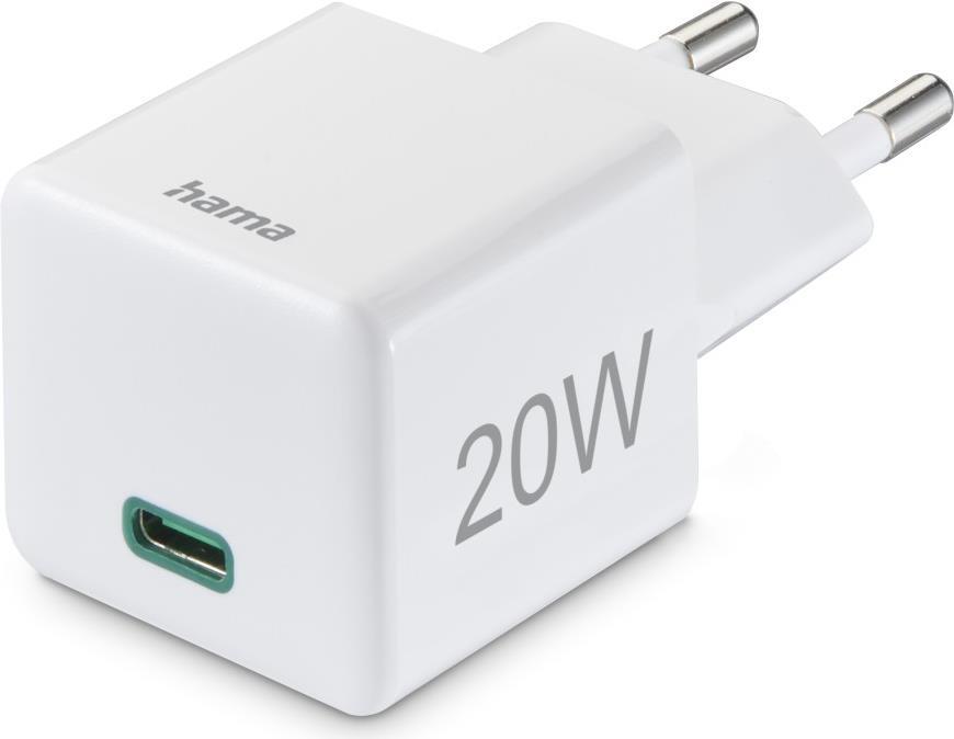 Hama Schnellladegerät USB-C, PD/Qualcomm®, Mini-Ladegerät, 20 W, Weiß (00201840)