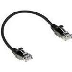 ACT Black 0.25 meter LSZH U/UTP CAT6 datacenter slimline patch cable with RJ45 connectors CAT6 U/UTP SLIMLINE BK 0.25M (DC9952)