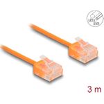 Delock RJ45 Netzwerkkabel Cat.6 UTP Ultra Slim 3 m orange mit kurzen Steckern (80857)