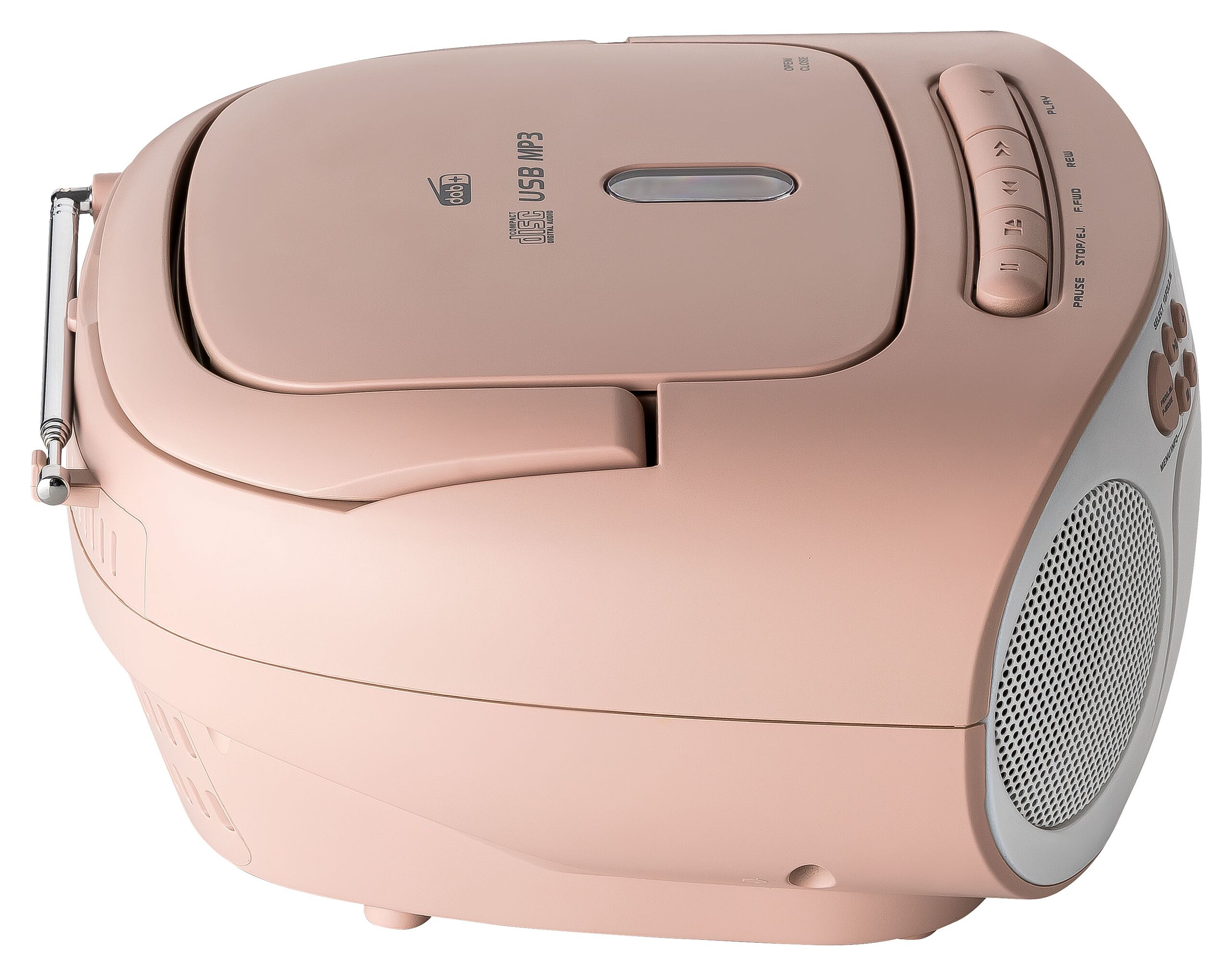 Reflexion RCR2260DAB Tragbarer Radiorecorder DAB+ UKW CD Kassette USB Pink, Weiß