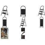 Bradas Stahl-Klappleiter, 2 Stufen, schwarz aus Stahl, Tragkraft: bis 150 kg, rutschfeste Stufen, - 1 Stück (DIY-LD01/2)