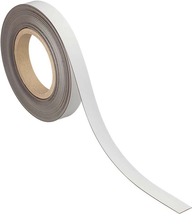 MAUL Magnetband, 20 mm x 10 m, Dicke: 1 mm, weiß beschriftbares Kennzeichnungsband, Non-Permanent-Marker
