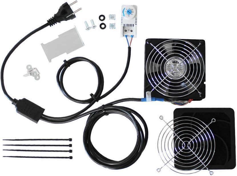 IT-BUDGET Komplettset IT-Schranklüfter mit Thermostat (90ITBTKD180603KTHS128)
