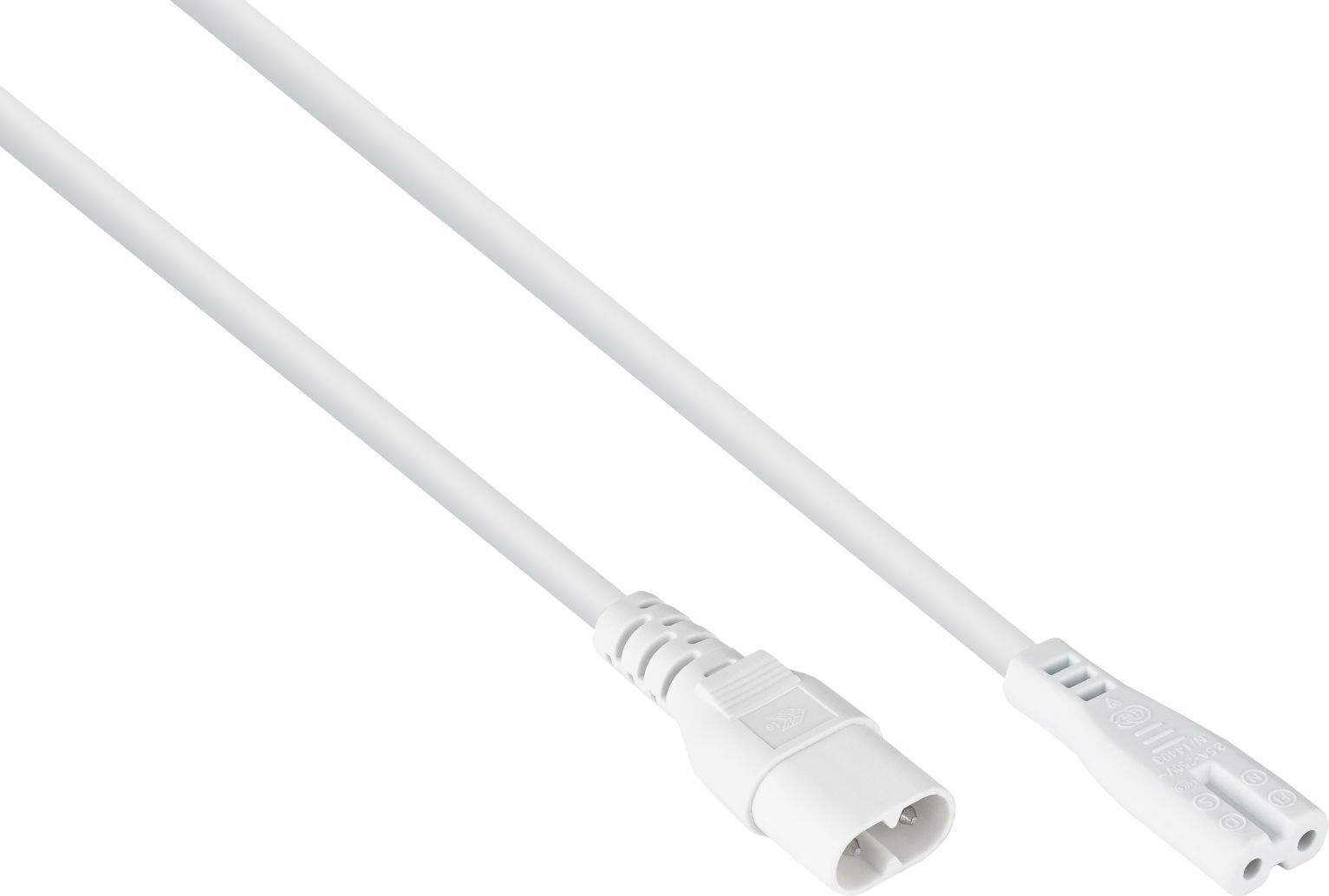 kabelmeister Euro-Verlängerung Stecker C8 (gerade) an Buchse C7 / Euro 8 (gerade), weiß, 0,75mmÂ², 0,1m (SK0870-W001)