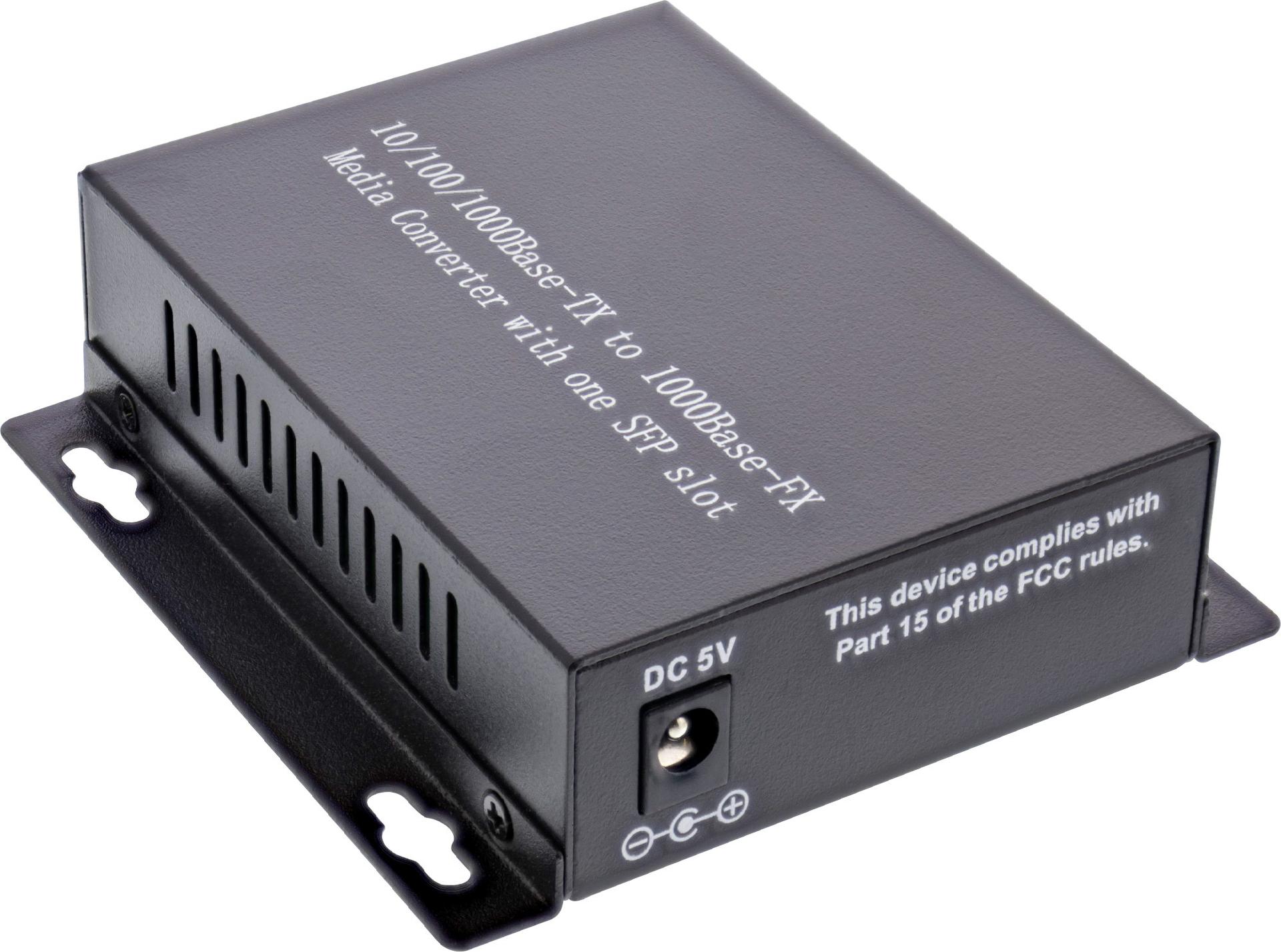 InLine Medienkonverter 10/100/1000 Mbit/s TP zu SFP LC Duplex Multimode 550 m Schwarz