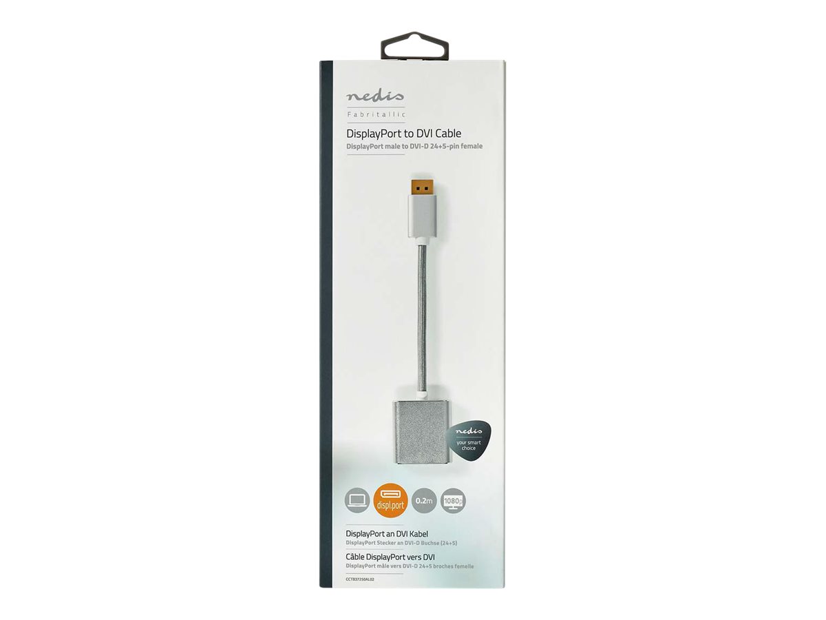 Nedis Fabritallic CCTB37250AL02 Videoadapter DisplayPort auf DVI-D 0,2 m Silber