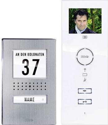 m-e modern-electronics Video-Türsprechanlage Kabelgebunden Komplett-Set 1 Familienhaus Edelstahl, Weiß
