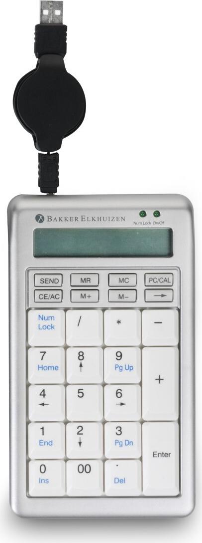 Bakker Elkhuizen S-board 840 Numeric Externer Ziffernblock USB mit Taschenrechnerfunktion Hellgrau/Weiß