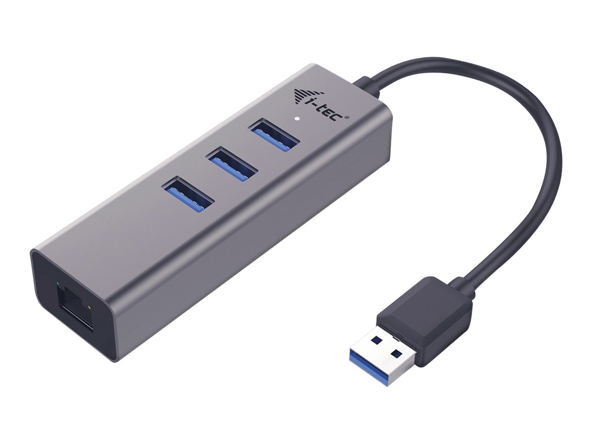 i-Tec USB 3.0 Metal 3-Port Hub mit Gigabit Ethernet Adapter Space-grau