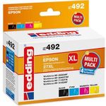 Edding Tintenpatrone ersetzt Epson 27XL /T2711/T2712/T2713/T2714 Kompatibel Kombi-Pack Schwarz, Cyan, Magenta, Gelb EDD-492 18-492 (18-492)
