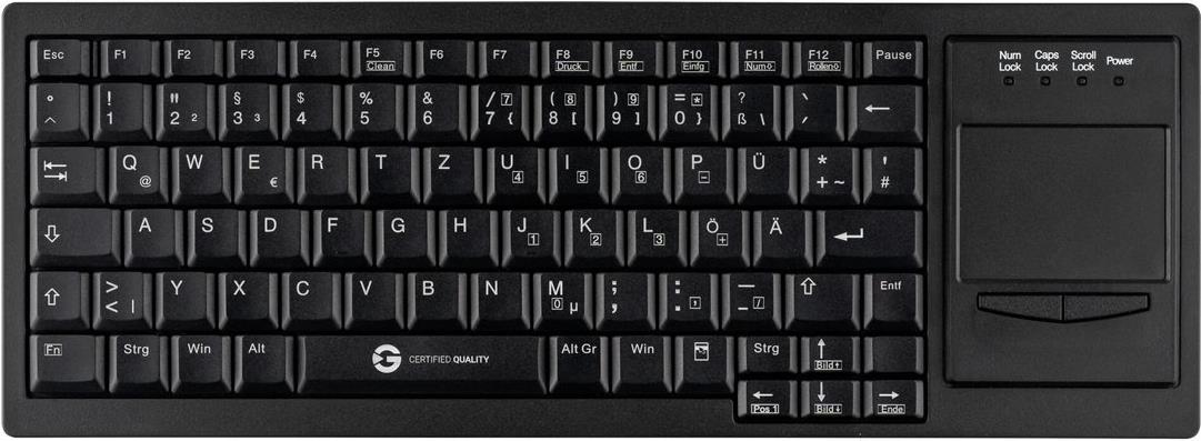 CleanType Xtra Touch WL Kabellose Tastatur mit Touchpad QWERTZ Deutsch Schwarz
