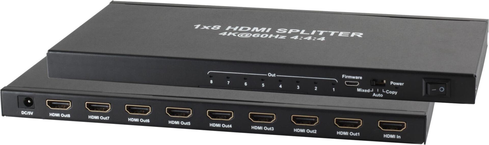SHIVERPEAKS SHVP SP05-10003 - HDMI Splitter 4K/2K 60 Hz HDR 2,50cm (1\") 8out (SP05-10003)