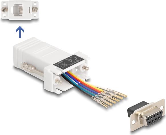 Delock D-Sub 9 Pin Buchse zu RJ12 Montagesatz weiß (67078)